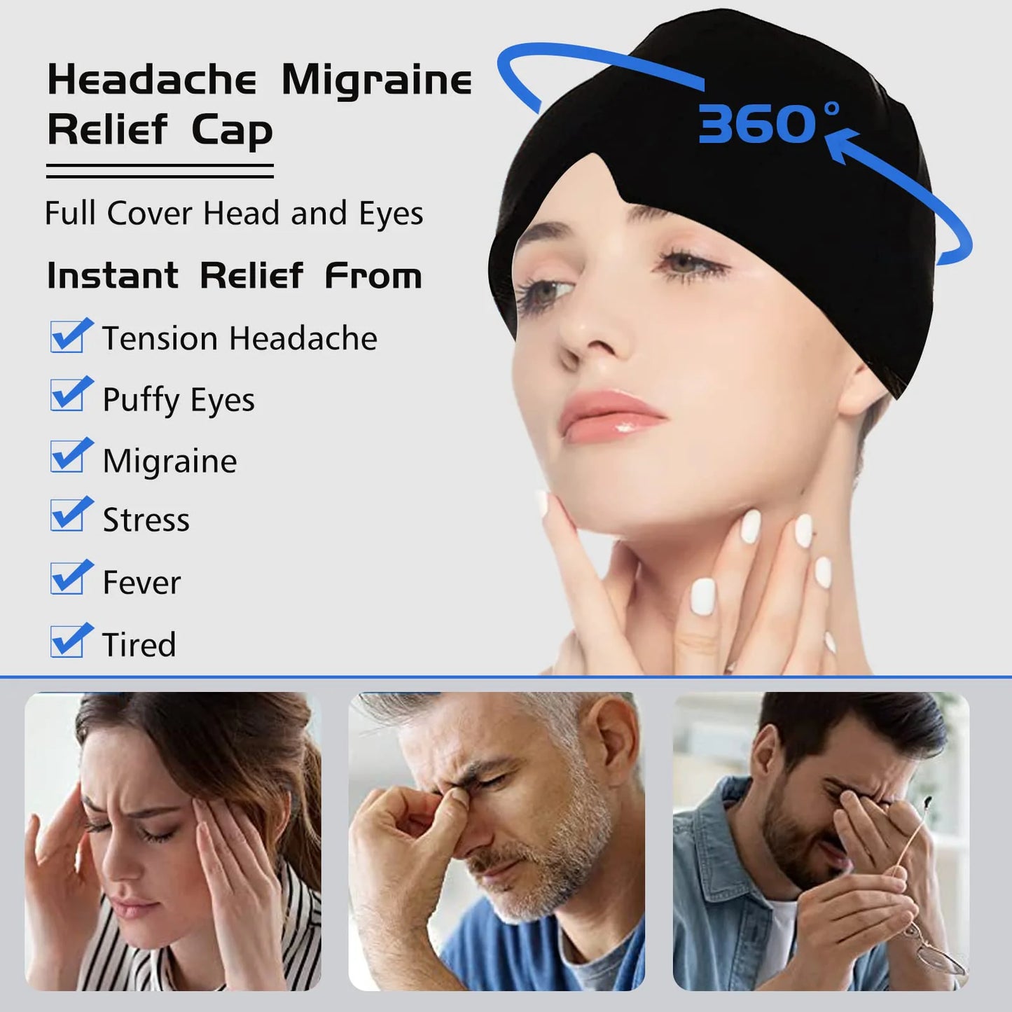 Migraine Relief Hat Mask - Cold Compress Hood